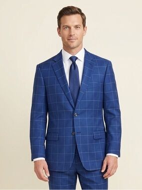 Allen Edmonds Windowpane Blue Men's Blazer Sport Coat